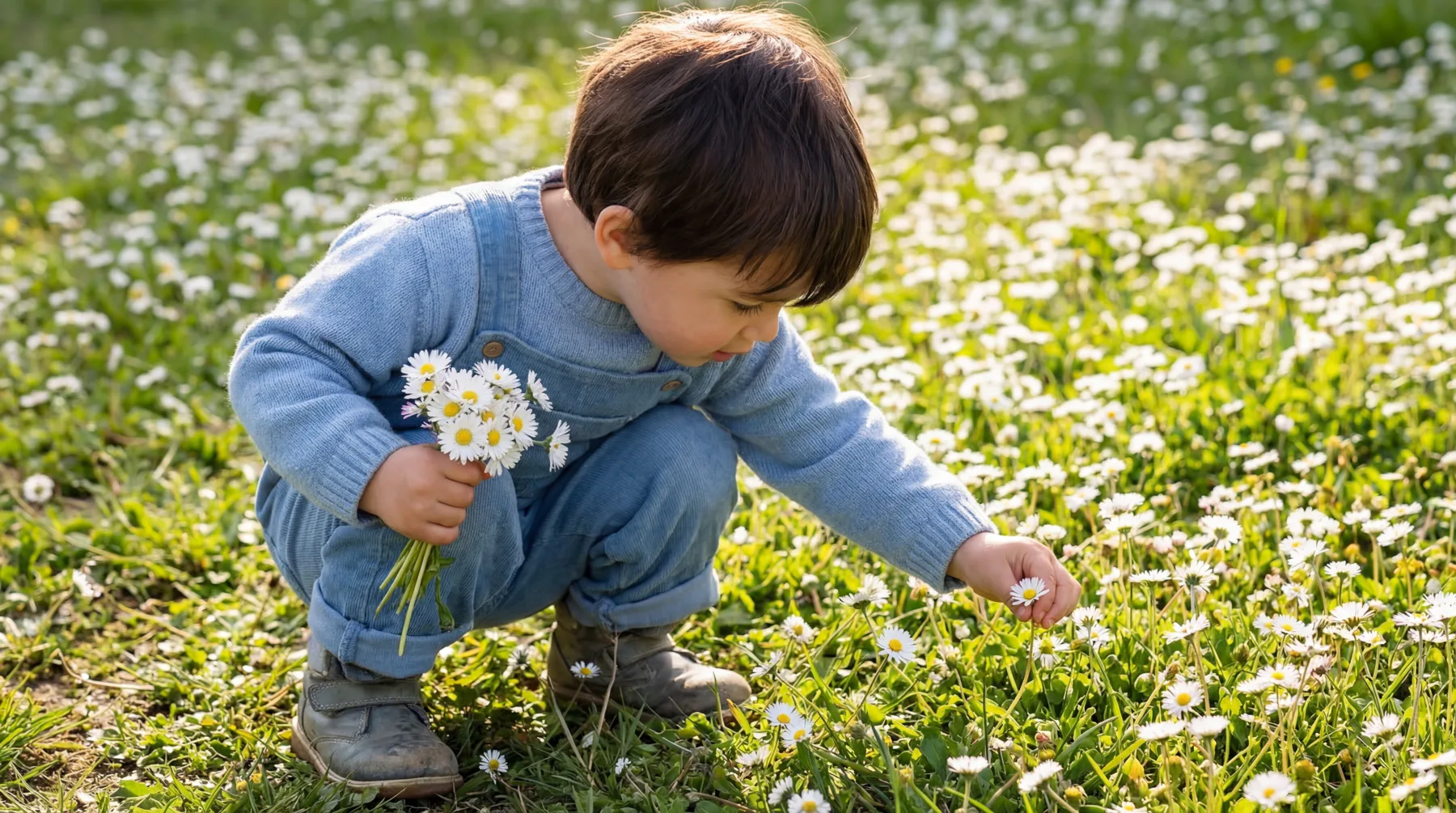 A caregiver and a laughing toddler at close range